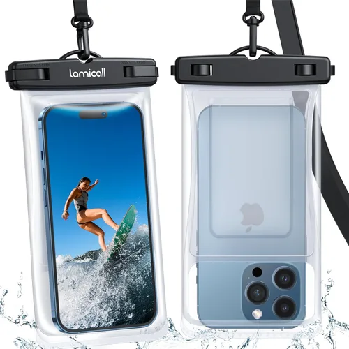 Lamicall 2 piezas de bolsa impermeable para teléfono flotante - [Diseño suave 3D sin costuras] Funda impermeable IPX8 para teléfono celular para la