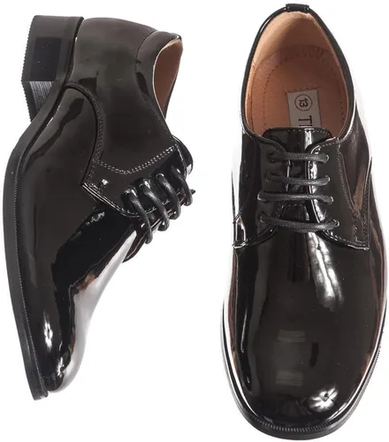 Miniatura 3 de Zapatos de esmoquin negros brillantes para niños, estilo de punta redonda en tallas de bebés a niños