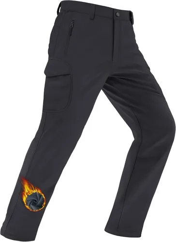 Miniatura 17 de MAGCOMSEN - Pantalones de invierno para hombre, impermeables, con forro polar pantalones tácticos softshell, para snowboard, esquí, con bolsillos