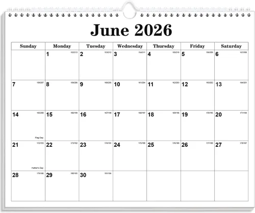 Calendario 2026 – Calendario 2026-2027 de enero de 2026 a junio de 2027, calendario de pared colgante con encuadernación en espiral 2026 para el