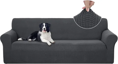 Miniatura 36 de U-NICE HOME Funda elástica para sofá, lavable, protector de muebles para sofá de 3 cojines, apta para mascotas (sofá, gris)