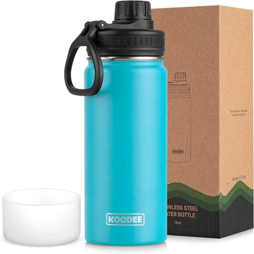 Miniatura 19 de koodee Insulated Water Bottle, 32 oz Stainless Steel Double Wall Vacuum Wide Mouth Sport Bottle with Leakproof Spout Lid (Navy)