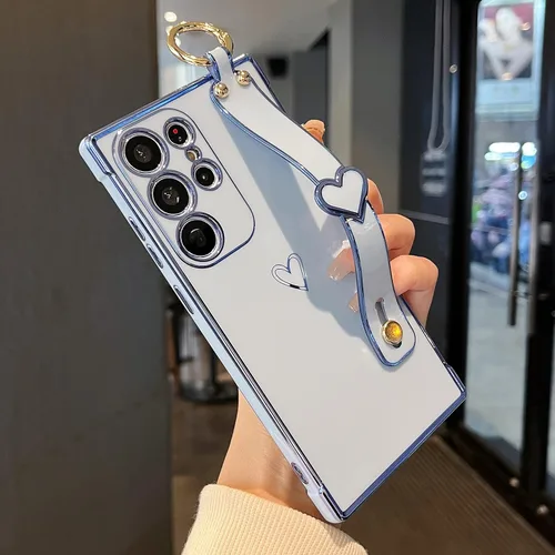 Miniatura 19 de ZTOFERA Funda diseñada para Samsung Galaxy S20 FE 5G, borde chapado de lujo, patrón de corazones de amor con pulsera y función atril, protección