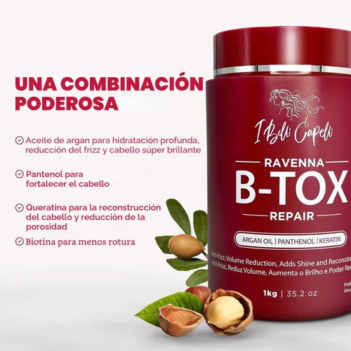 Miniatura 4 de I Belli Capelli Ravenna Repair B-tox Tratamiento para el cabello - Cirugía capilar para el cabello, sin formaldehídos, de larga duración, Reparación