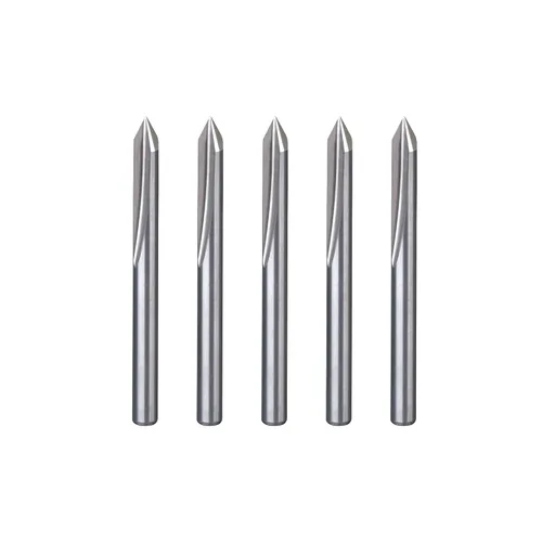 Miniatura 7 de HUHAO 5 piezas de brocas de grabado CNC, brocas en V de 60 grados con vástago recto de 2 hélices de 1/8" y punta de 0.1mm de carburo