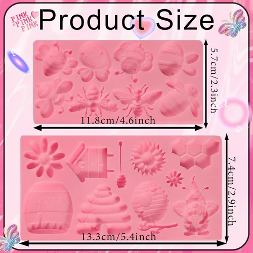 Miniatura 6 de 2 moldes para fondant de abejorro, molde de silicona de panal de abeja, molde de decoración para hornear chocolate con girasol, para decoración