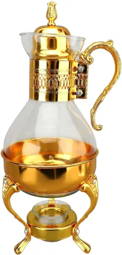Juego de cafetera de vidrio, jarra de agua calentable con tapa y taza, estilo vintage, hervidor de té frío y caliente para estufa de oficina en