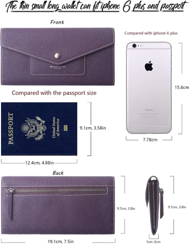 Miniatura 3 de Cartera de piel para mujer RFID con sobres ultrafinos