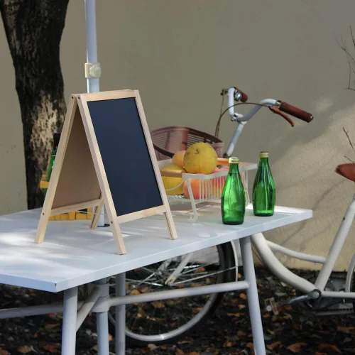 Miniatura 5 de Pizarra echada a un lado doble del marco de madera independiente para el tablero del menú de la mesa, letrero del mensaje de la boda Negro