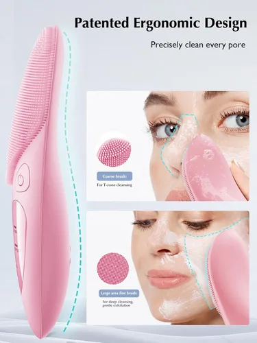 Miniatura 3 de COSLUS Cepillo de Limpieza Facial de Silicona Exfoliador Facial: Cepillo de Lavado Facial Impermeable Recargable, 4 Modos de Limpieza, Exfoliador