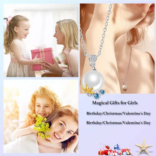 Miniatura 5 de Collar con colgante de perlas blancas grandes, diseño de estrella de mar