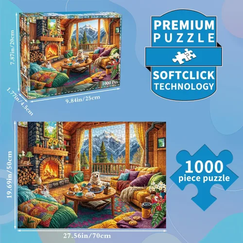 Miniatura 2 de Rompecabezas para adultos de 1000 piezas para adultos, rompecabezas de 1000 piezas, rompecabezas de 1000 piezas, casa de madera acogedora alpina
