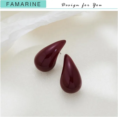 Miniatura 6 de FAMARINE Aretes de oro con forma de gota de agua para mujer, aretes grandes de oro con forma de lágrima