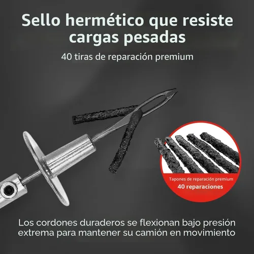 Miniatura 4 de CTR Kit de tapones de neumáticos de alta resistencia, kit de reparación universal de neumáticos todo en uno con enchufes, herramientas profesionales