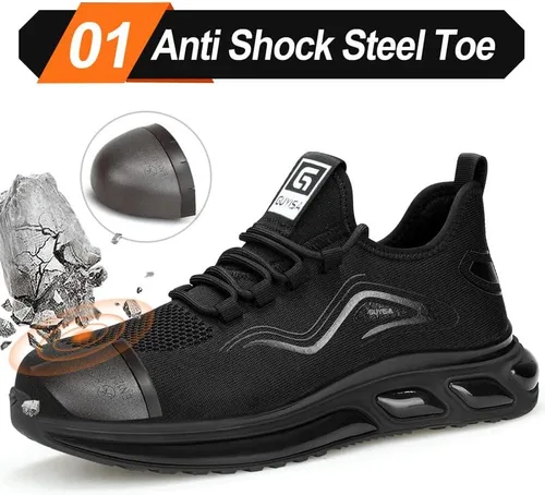 Miniatura 2 de Zapatos deportivos con punta de acero para hombre, zapatos ligeros para hombre, zapatos de trabajo cómodos, zapatos de seguridad con amortiguación