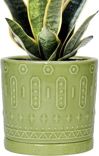 Miniatura 41 de Maceta de Cerámica Eightpot - Maceta de 20 cm para Interior con Agujeros de Drenaje y Platillo, Maceta Redonda para Exterior, Maceta Moderna de Azul