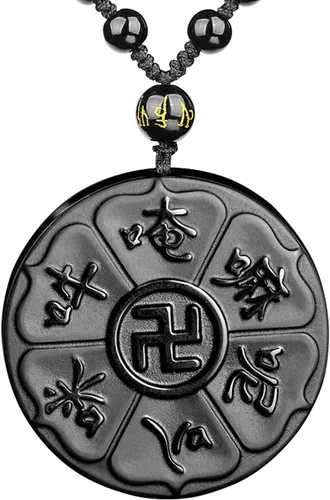 Miniatura 27 de Collar de obsidiana negra con colgante de protección y cadena de cuentas extendida, amuleto de piedra de cristal curativo para hombres y mujeres