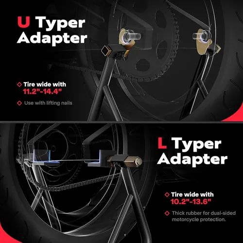 Miniatura 3 de SPECSTAR Soportes universales para motocicleta, capacidad de 882 libras, ruedas delanteras y traseras, combo de elevación con carrete de basculante