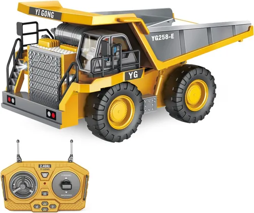Miniatura 8 de Bulldozer a control remoto – 11 canales RC Bulldozer cargador frontal juguete con luz y sonido – Vehículo de construcción completo 1/24 juguetes