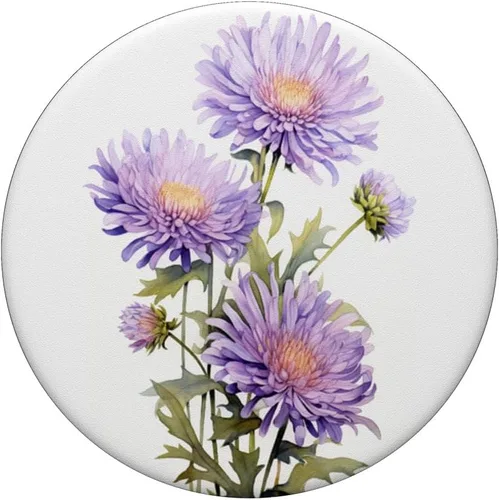 Miniatura 3 de purple aster flowers Acuarela PopSockets Estándar PopGrip