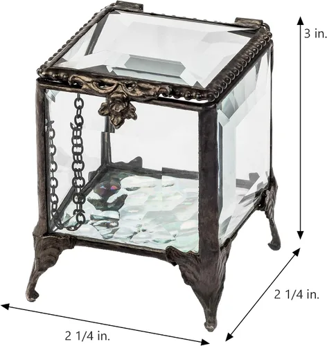 Miniatura 3 de J Devlin - Joyero decorativo de cristal biselado, caja 153