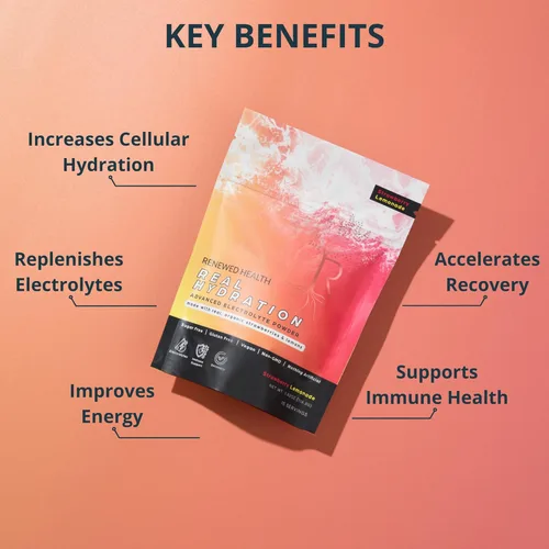 Miniatura 2 de Real Hydration Advanced Electrolyte Powder - Hecho con frutas orgánicas reales y sal rosa - Cero azúcar y vegano - Soporte de hidratación, inmune