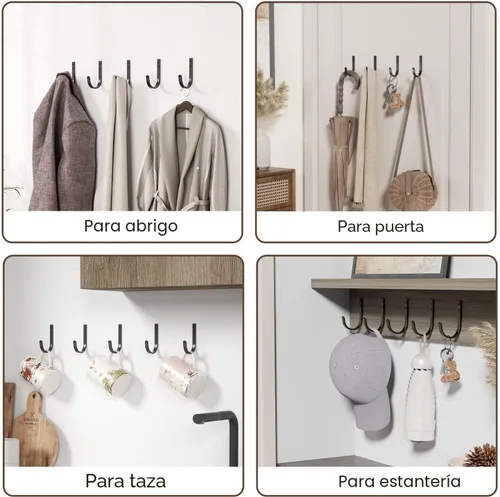 Miniatura 6 de Ganchos de Pared para Colgar Toalla/Abrigo - Colgador de Metal de 22 Libras con Tornillo para Montaje en Pared, para Exteriores, Armario, Puerta