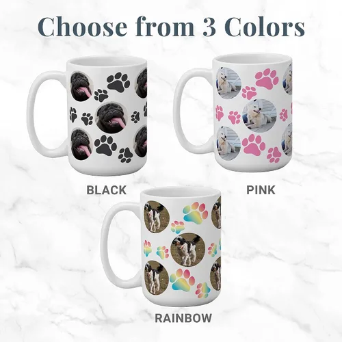 Miniatura 3 de Let's Make Memories Taza de fotos personalizada, estampado de huellas de mascotas, para padres de perros y gatos, Honor Furry Friends, taza de café