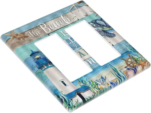 Miniatura 3 de Cubiertas de Placa de Interruptor de Luz de Palanca Individual de Mármol con Purpurina Dorada Azul de Lujo Abstracto Decorativas de 1 Gang Cubiertas