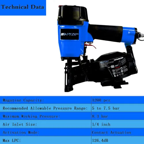 Miniatura 3 de CN45N - Clavadora para techos, pistola de clavos para techos de 15 grados, clavos de bobina de 3/4 a 1-3/4 pulgadas, 120 piezas de capacidad de Azul