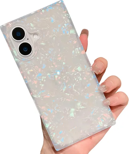 Miniatura 55 de Elegante Funda con Concha de Madre Perla para Niña Compatible con iPhone 14 de 6.1 Pulgadas, Funda Rectángulo con Borde, Elegante y delgada
