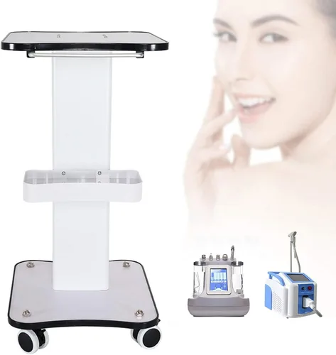 Miniatura 11 de Carrito de salón rodante - Carro móvil de aluminio con soporte para carritos rodantes médicos para cavitación ultrasónica, máquina RF, estante