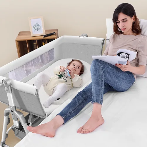 Miniatura 2 de Colchón de moisés para bebé, transpirable, espuma premium, hipoalergénico, no tóxico, forma ovalada con funda impermeable extraíble, 20 x 33 x 2