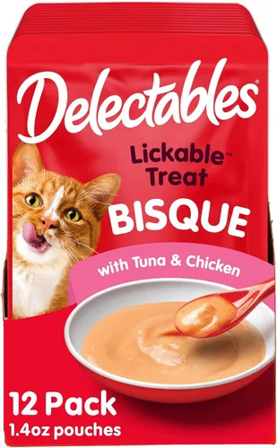 Delectables Golosinas húmedas para lamer para gatos - Atún y pollo, 1.4 oz (paquete de 12)