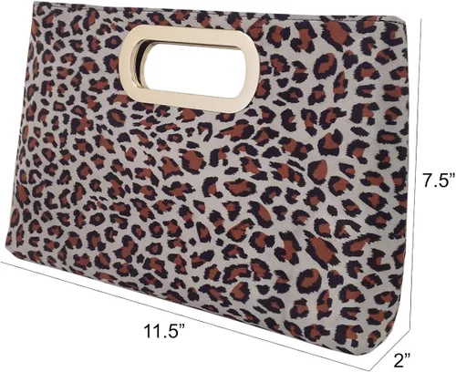 Miniatura 2 de JNB - Embrague de piel sintética con mango superior de leopardo pequeño