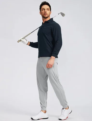 Miniatura 5 de Soothfeel Pantalones deportivos de golf para hombre con 5 bolsillos, ajustados, elásticos, para correr, viajes, trabajo, para hombre