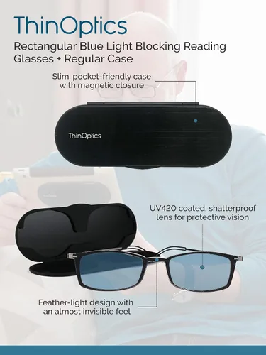 Miniatura 7 de ThinOptics Frontpage - Gafas de lectura para computadora con bloqueo de luz azul y funda de aluminio Milano