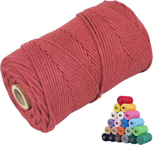 Miniatura 26 de Cuerda de algodón para macramé, de 0.11 pulgadas x 109 yardas, cuerda de macramé natural marrón, suministros perfectos de algodón para hacer