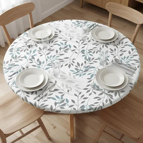Miniatura 10 de WOAIDY Mantel ajustable redondo elástico, diseño de pájaro, tela de poliéster elástica para cocina, decoración de fiesta de comedor, funda de mesa 4