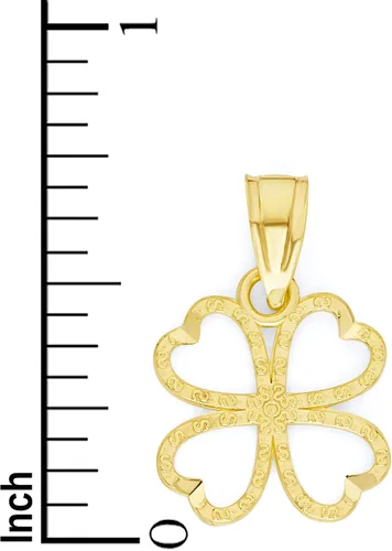 Miniatura 4 de Colgante de trébol de cuatro hojas de oro auténtico macizo de 10 quilates, dije de buena suerte, regalo de joyería irlandesa, Metal