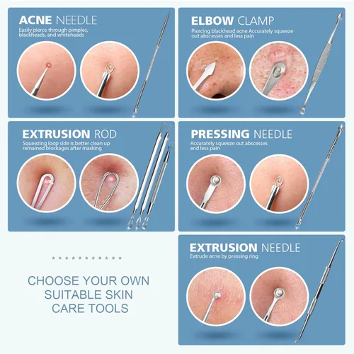 Miniatura 3 de Teenitor Kit de herramientas para reventar espinillas 7 en 1, removedor de puntos negros, extractor de espinillas, extractor de comedones para cara