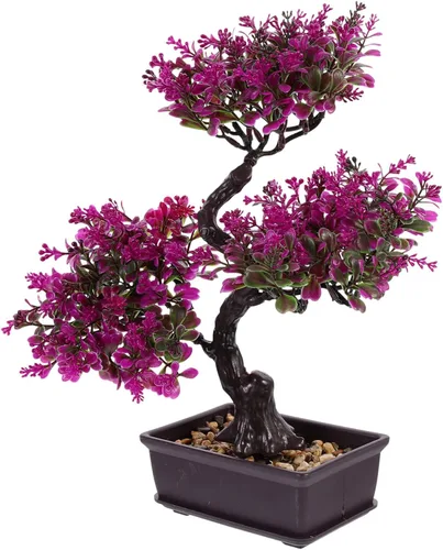 Miniatura 12 de EXCEART Árbol bonsái artificial, plantas de plástico, adorno bonsái para decoración de boda, árbol bonsái de imitación verde