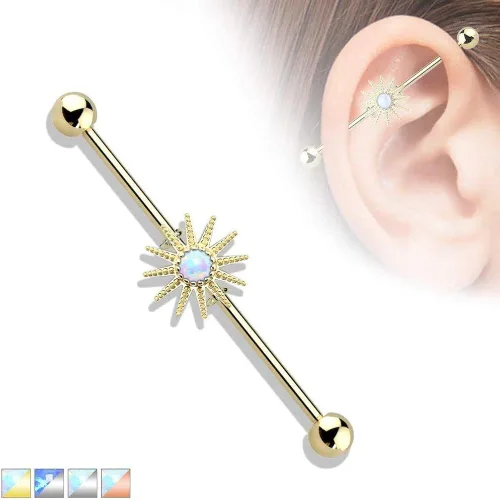 Miniatura 4 de Covet Jewelry Opal Center Sunburst 316L - Piercing industrial de acero quirúrgico