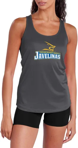 Miniatura 468 de Camiseta deportiva sin mangas oficial de la NCAA Collegiate para mujer, con espalda cruzada, logotipo primario, colección carbón