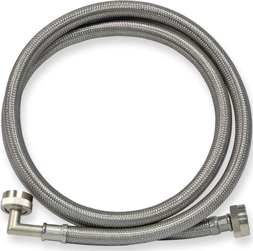 Eastman 48375 - Conector para lavadora, conexión FHT de 3/4 pulgadas, codo de 90 grados, mangueras trenzadas de acero inoxidable de 5 pies, 48375