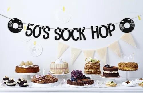 Miniatura 6 de Banner de los años 50, decoraciones de cumpleaños temáticas de los años 50, retro Rock N Roll de los años 50, música disco clásica, estrella