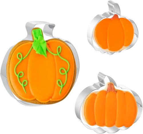 JOB JOL Cortadores de galletas de calabaza, 3 unidades, 3, 3.5, 4.5 pulgadas, para Halloween, Acción de Gracias