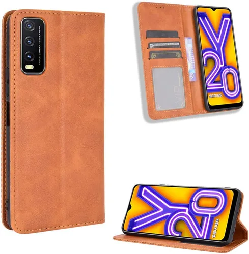 Miniatura 7 de Funda para Vivo Y20 2020, funda para Vivo Y20 2020 V2029 / Y20i V2027 Funda de piel sintética con tapa negra