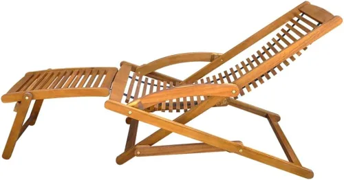 Miniatura 4 de vidaXL Tumbona, silla de patio con reposapiés, tumbona plegable, tumbona para patio trasero, piscina, porche, balcón, playa, madera de acacia maciza