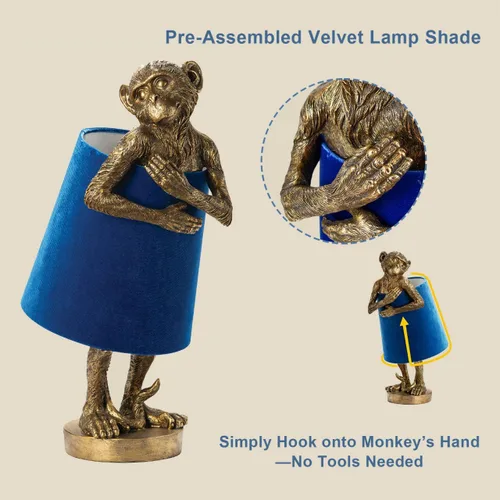 Miniatura 4 de Crestview Collection - Lámpara de mesa mono de Crestview Collection – Lámpara de animal de resina dorada, lámpara de escritorio de estilo granja art